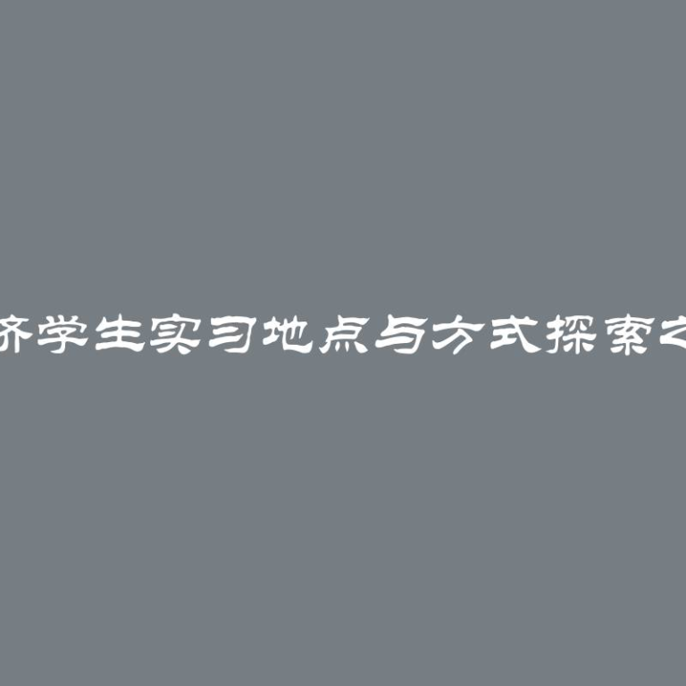 经济学生实习地点与方式探索之旅