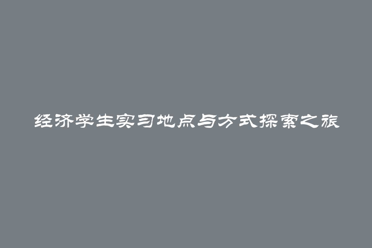 经济学生实习地点与方式探索之旅