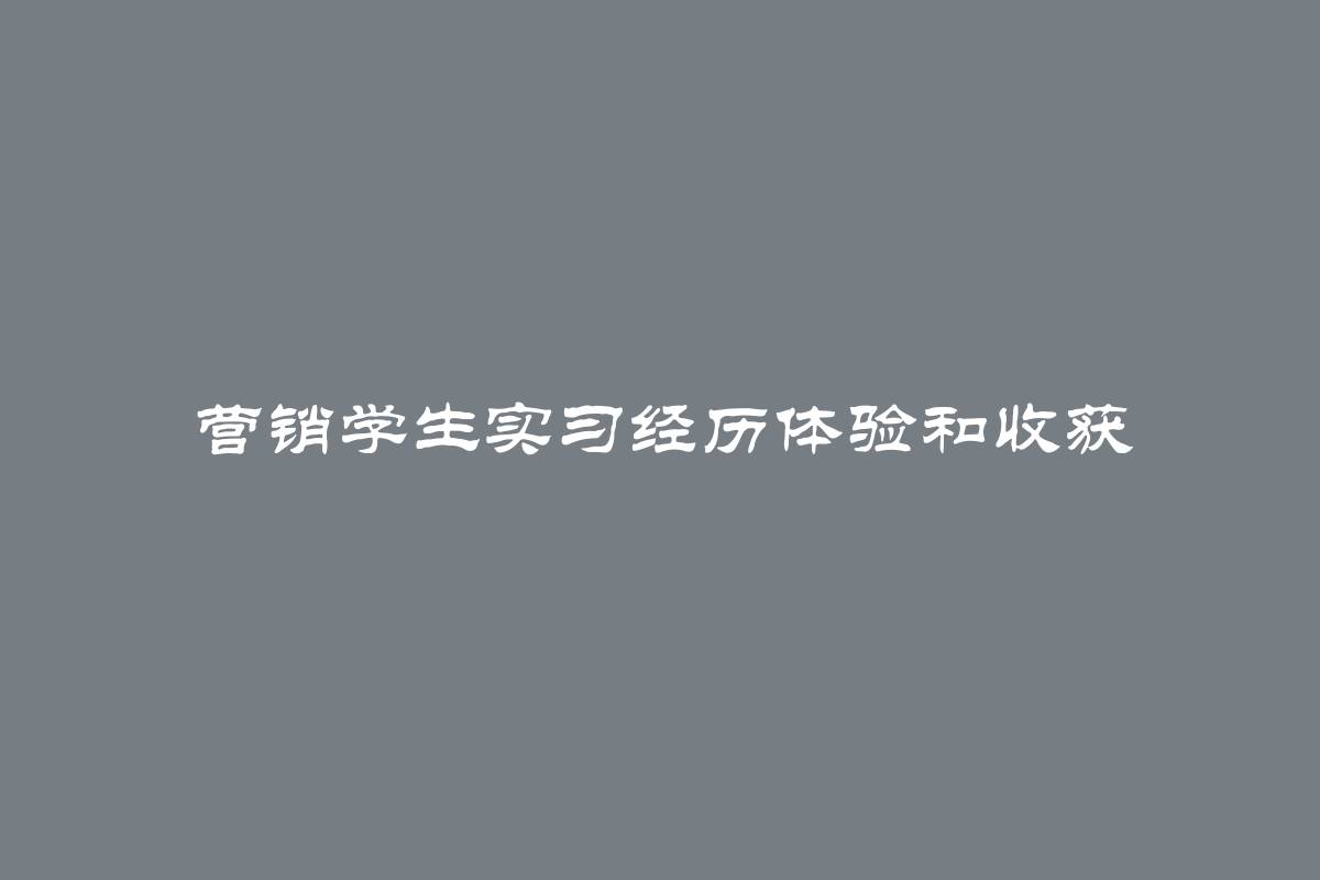 营销学生实习经历体验和收获