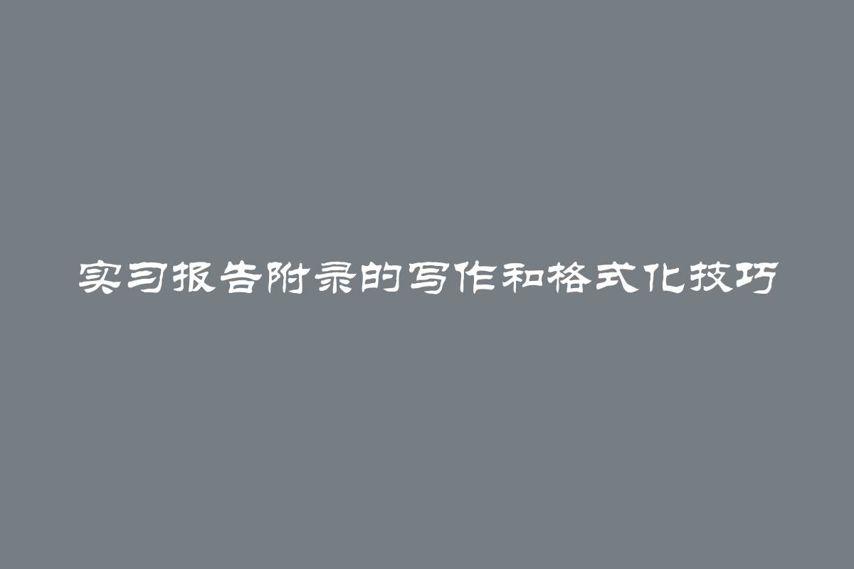 实习报告附录的写作和格式化技巧