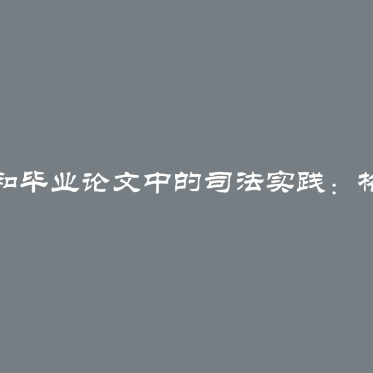 课程论文和毕业论文中的司法实践：格式与例子