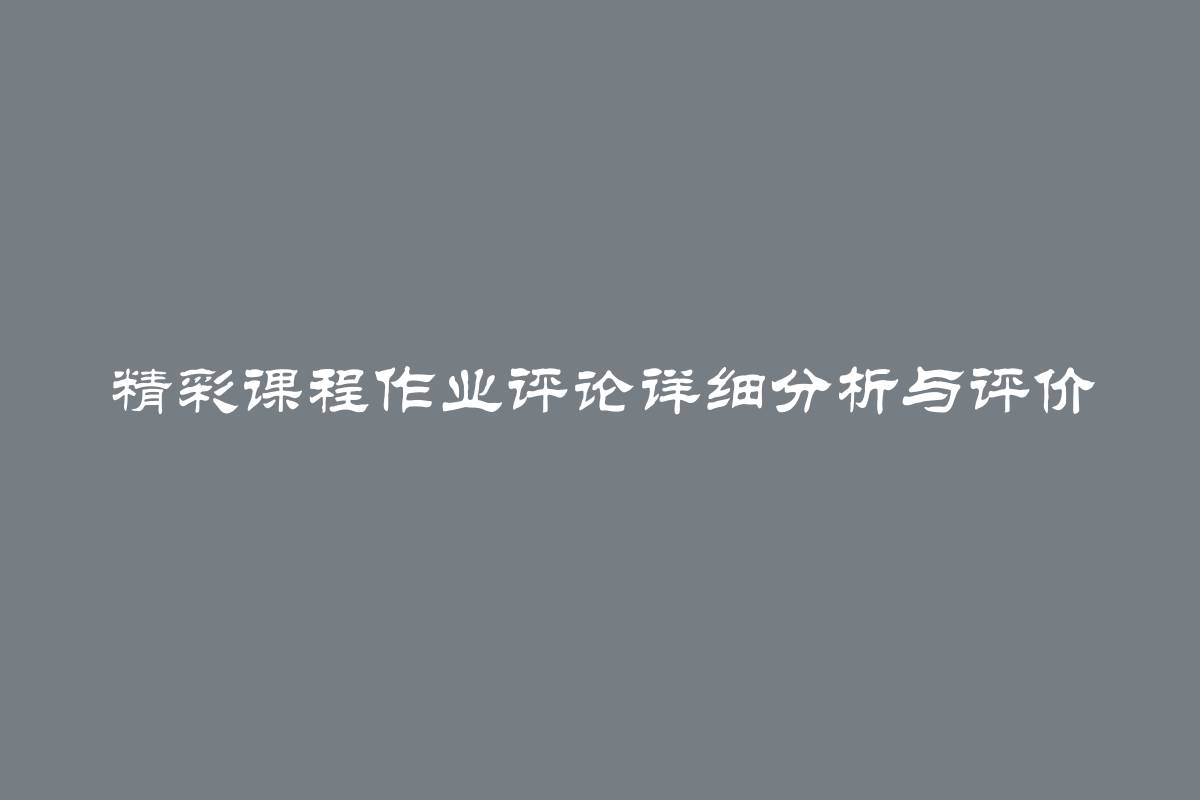 精彩课程作业评论详细分析与评价