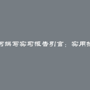 如何撰写实习报告引言：实用指南