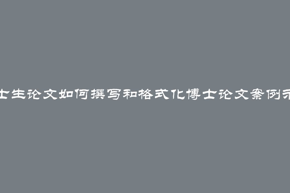 博士生论文如何撰写和格式化博士论文案例示范