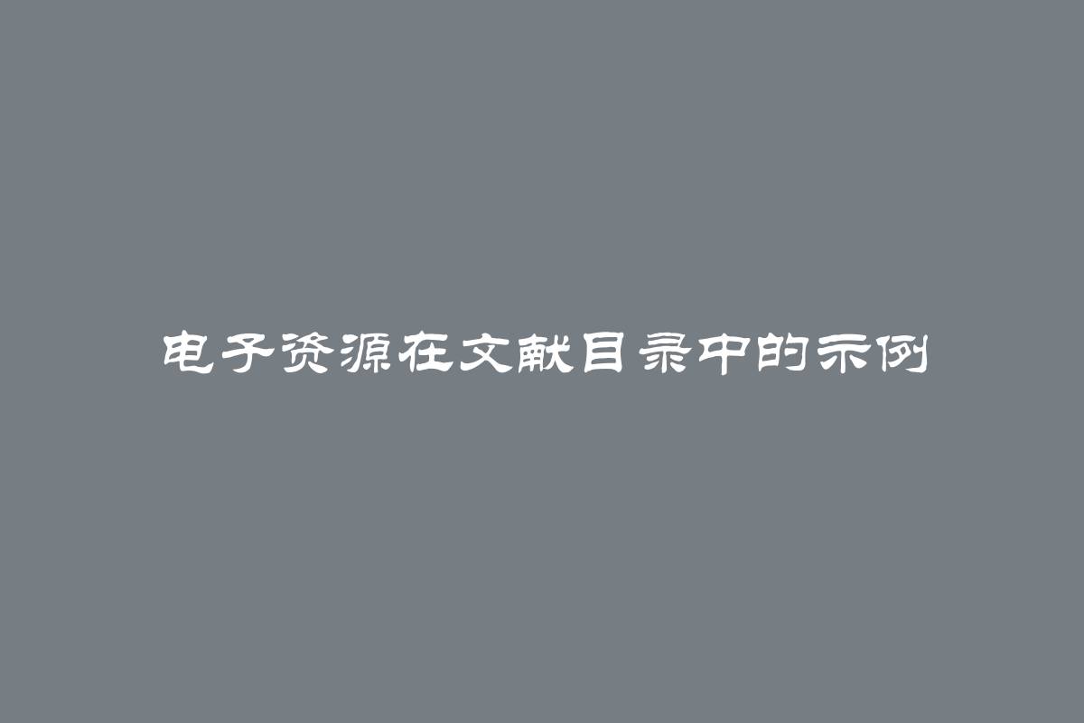 电子资源在文献目录中的示例